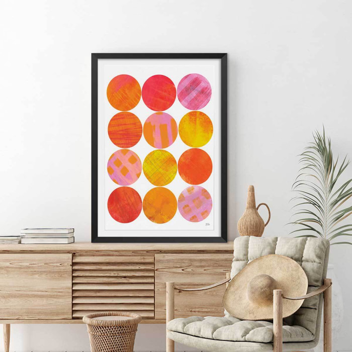 Poster sun shine circle Affiche + cadre en bois - Noir