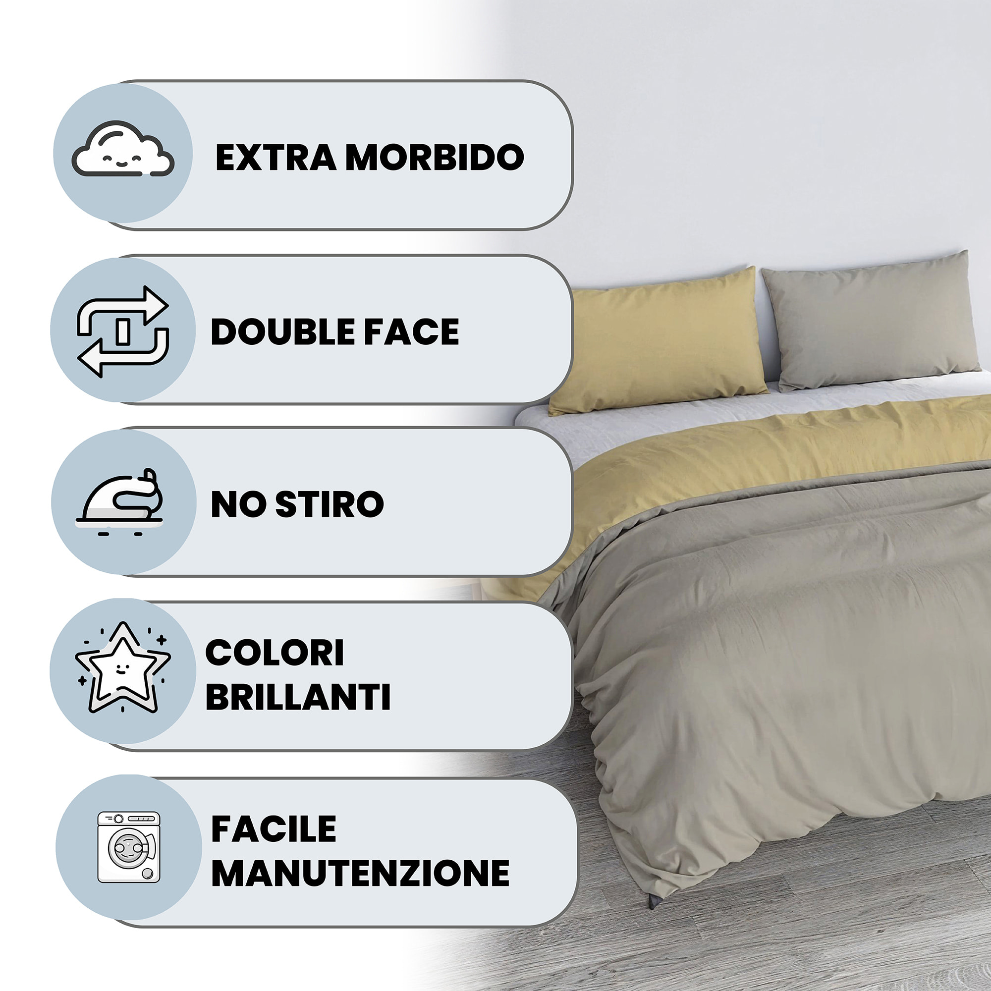PARURE COPRIPIUMINO VERA - 100% Microfibra - Made in Italy