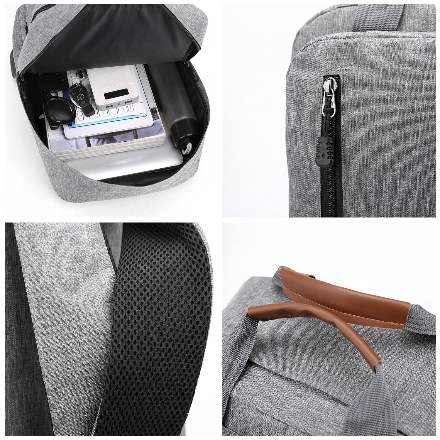 Set zaino multiscomparto, porta laptop 15,6'' + borsa a tracolla + beauty case.