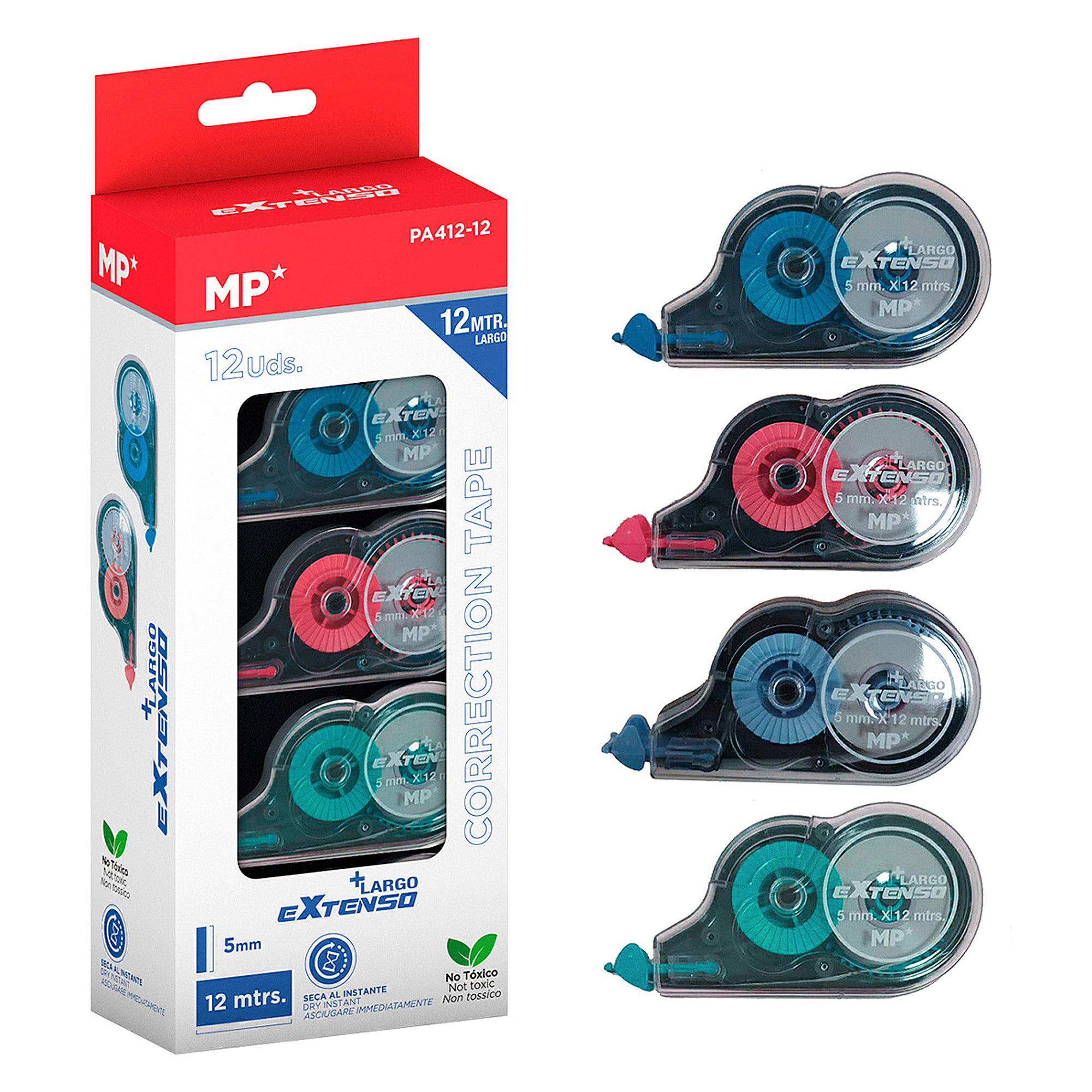 SET 12 uds CINTA CORRECTORA EXTENSO 5 mm x 12 m