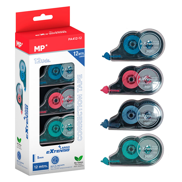 SET 12 uds CINTA CORRECTORA EXTENSO 5 mm x 12 m