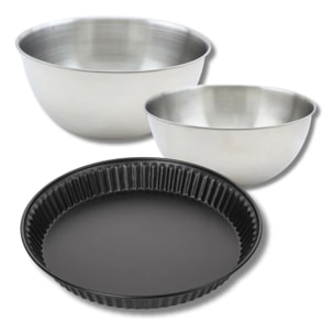 Set pâtisserie avec moule à quiche Lorraine, 2 bols à mixer et 1 spatule Zenker