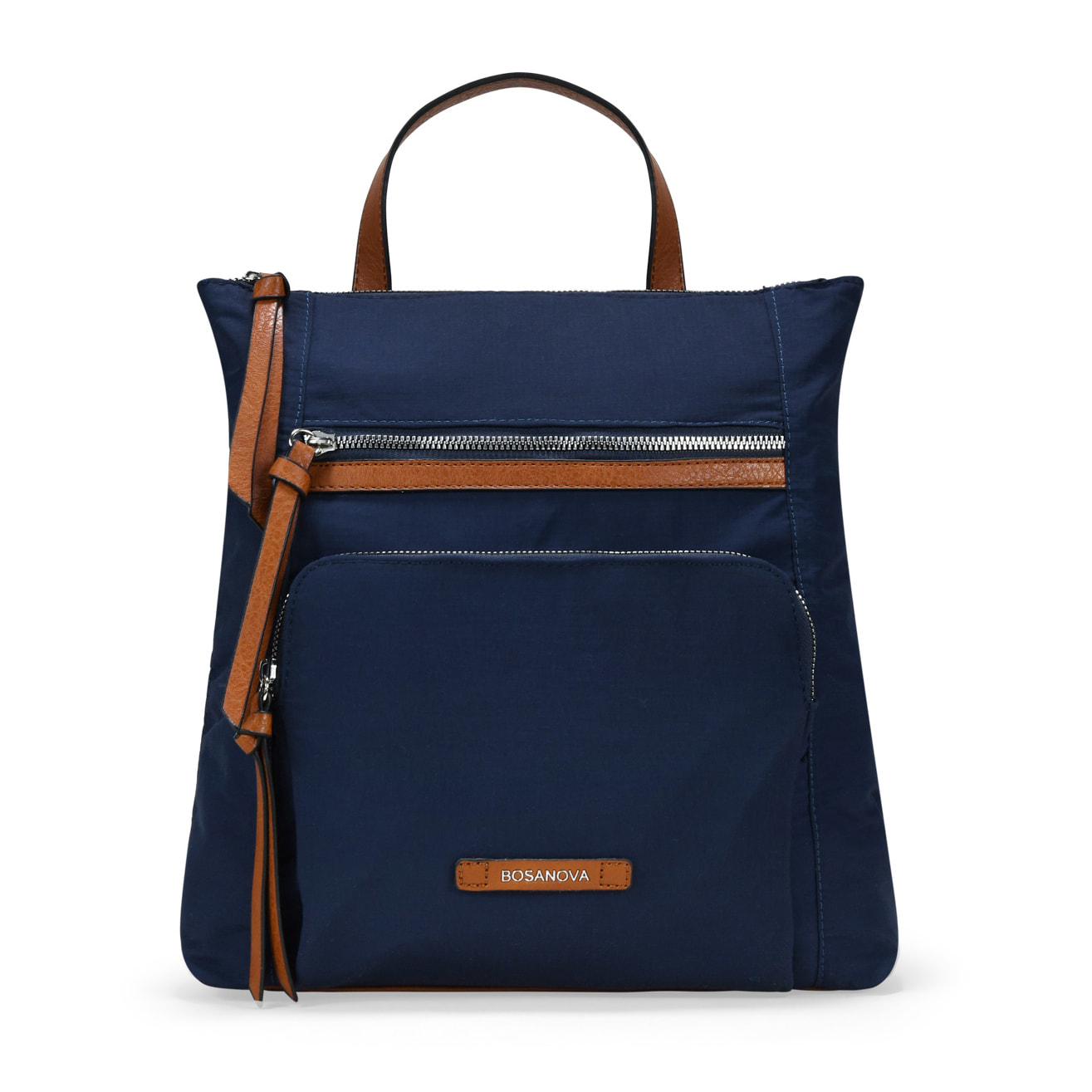 Mochila azul con cremalleras metálicas