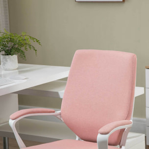 Silla de Oficina Giratoria Silla de Escritorio Basculante con Reposabrazos y Altura Ajustable para Dormitorio Salón Carga 120 kg 62x69x92-100 cm Rosa