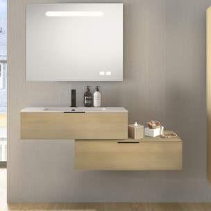 Meuble salle de bain vasque BURGBAD Olena en décaler 120 cm chêne clair + colonne