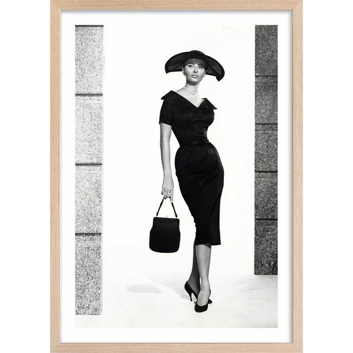 Affiche célébrité Sophia Loren, 1957 Affiche + cadre en bois - Chêne