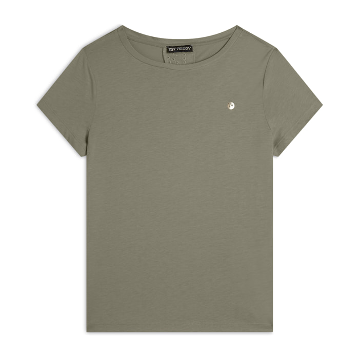 T-shirt con inserto posteriore in Sangallo