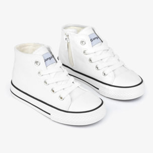 Unisex White Basic Hi-Top Sneakers Canvas