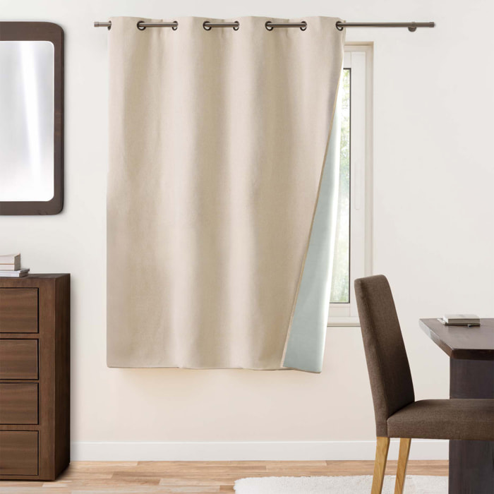 Rideau 100% occultant à œillets en tissu uni - Naturel