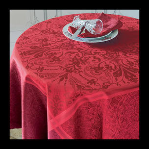 Nappe anti tache pur coton motif jacquard Cassandre grenat