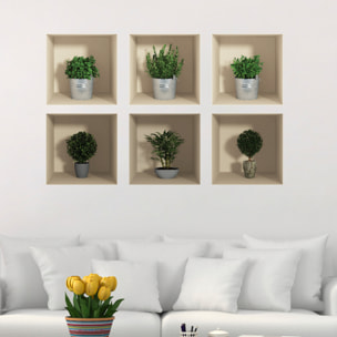 Stickers muraux 3D | Sticker Mural Autocollant effet 3D Les herbes et mini arbres - Stickers adhésifs 3D Chambre Salon Trompe l'oeil