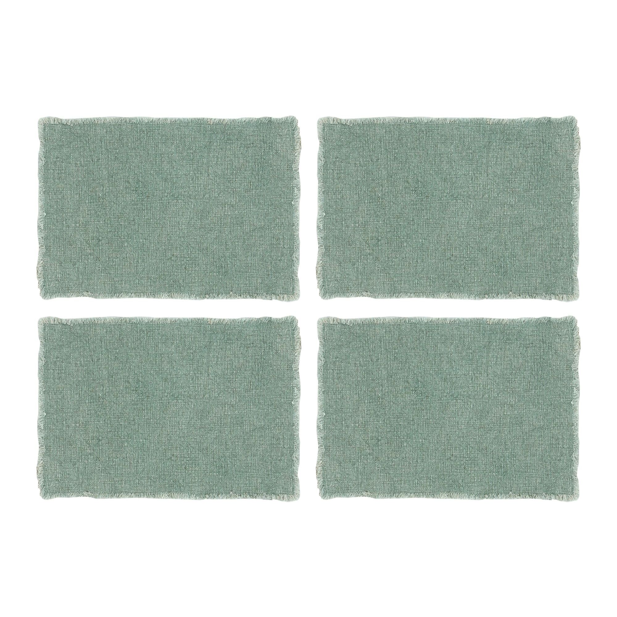 Lot de 4 sets de table avec franges céladon ANOKI