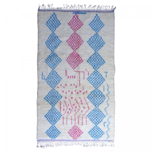 Authentique tapis berbère fait à la main en laine motif ethnic FOLO