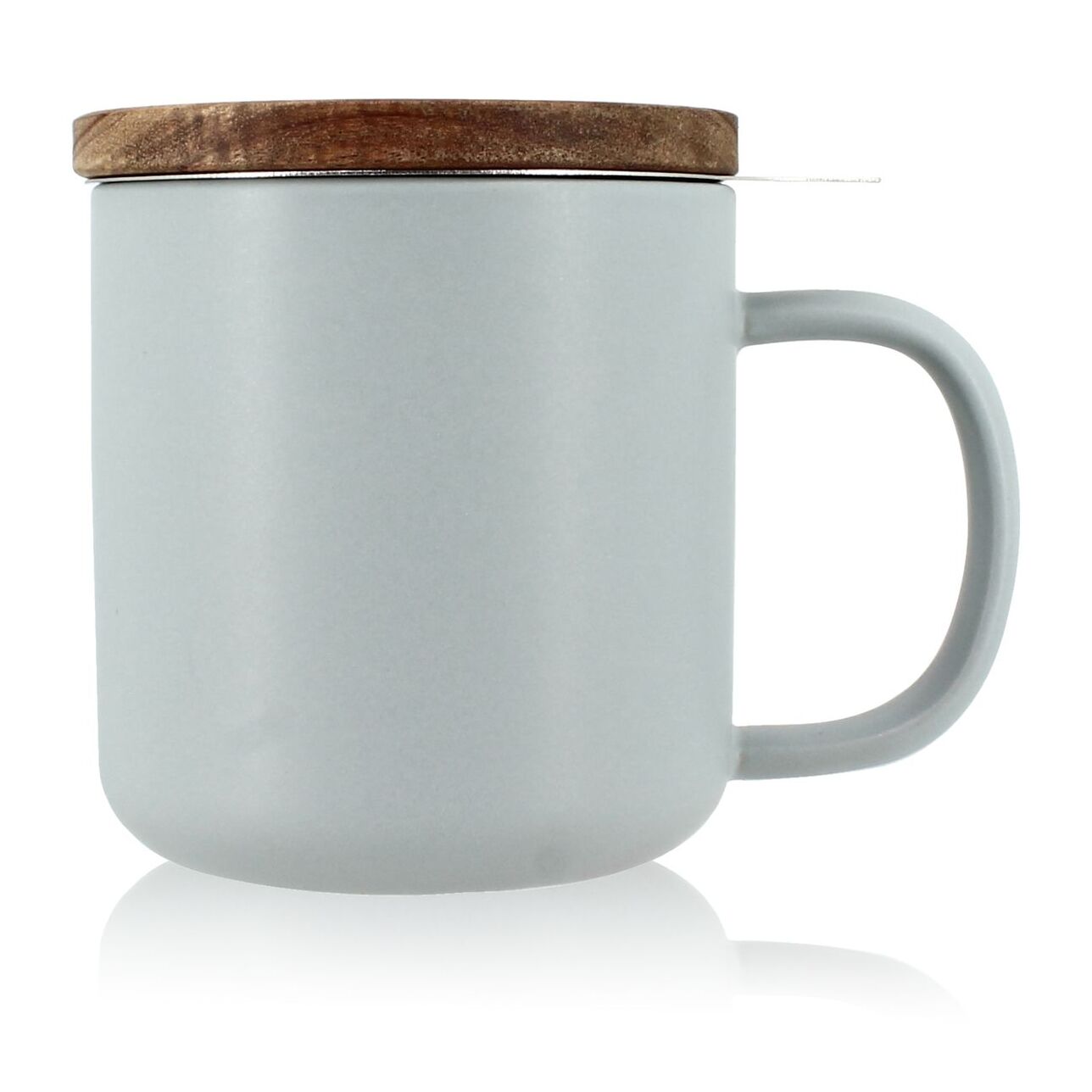 Tisanière en grès gris avec couvercle en bois d'acacia 300ml JULIET