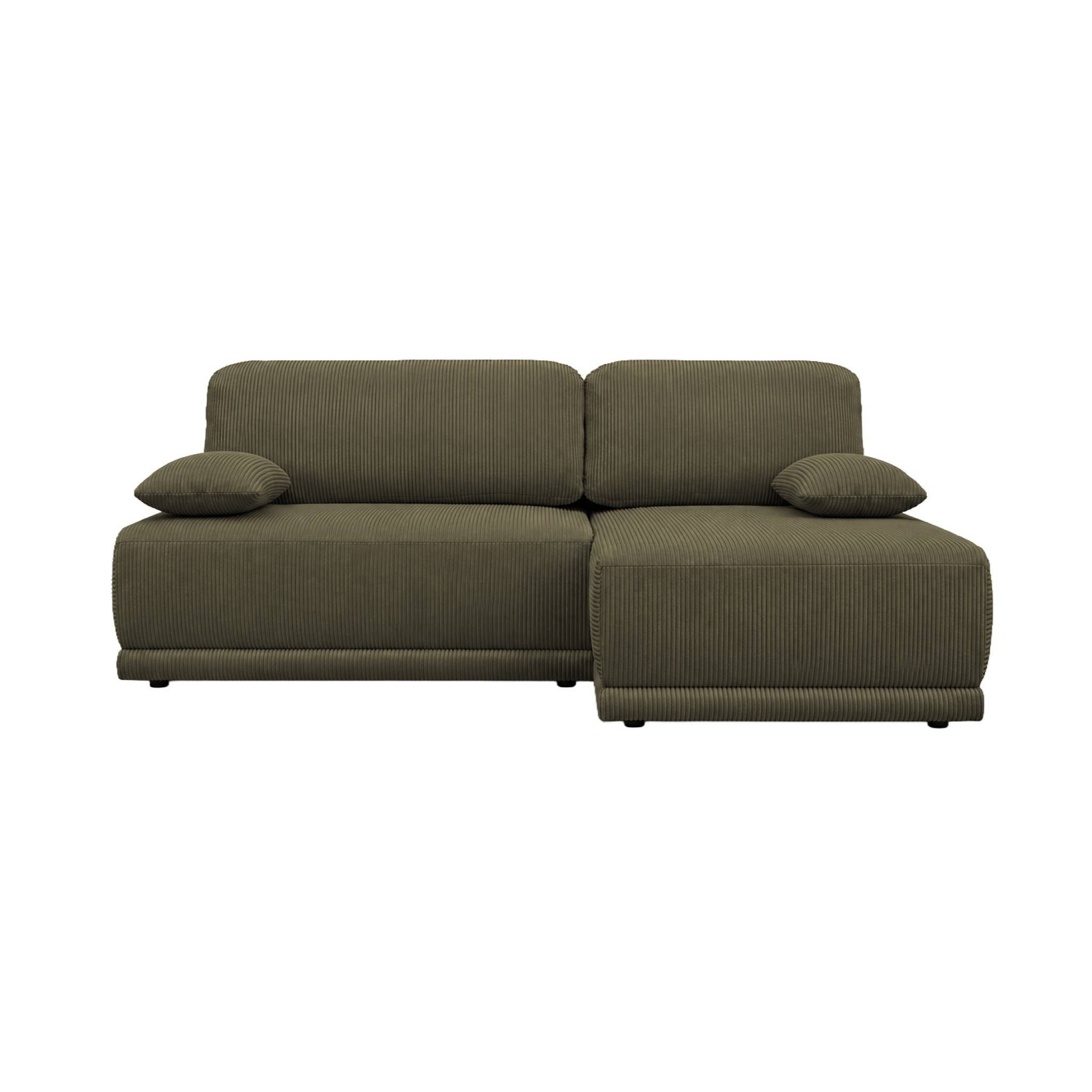 Banquette canapé d'angle droit convertible 3 places velours côtelé avec coffre NELSON