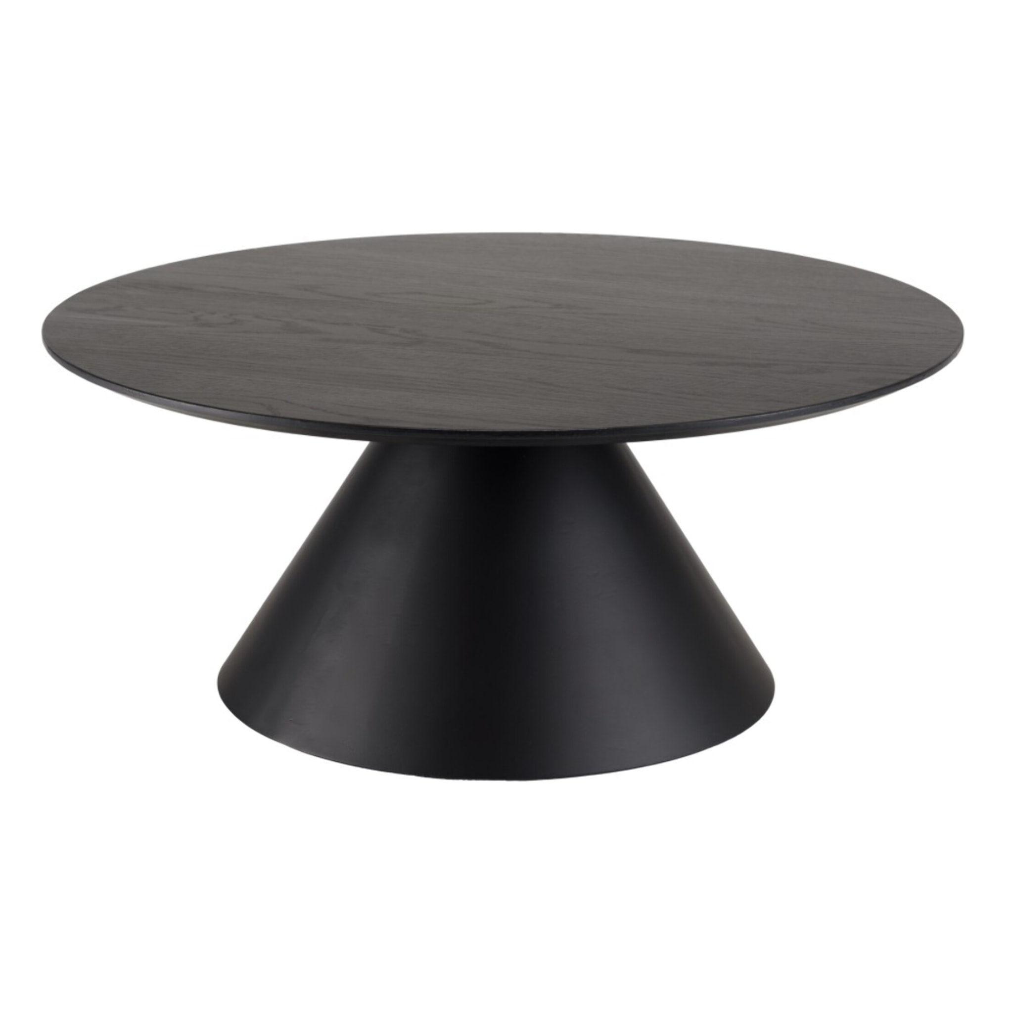 DALY - Table basse ronde noire 78x78cm pied conique métal