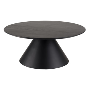 DALY - Table basse ronde noire 78x78cm pied conique métal