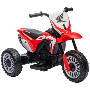 Moto Eléctrica con Licencia Honda CRF450RL para Niños de +18 Meses Motocicleta de Batería 6V con Velocidad 3 km/h Bocina y Sonido de Arranque Carga 25 kg 71x40,5x43,5 cm Rojo