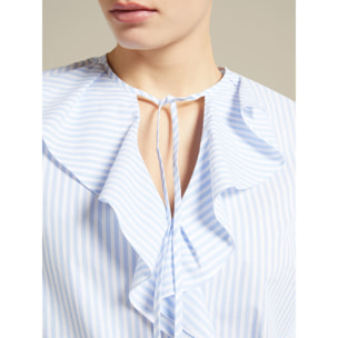 Elena Mirò - Blusa a righe con jabot - Azzurro