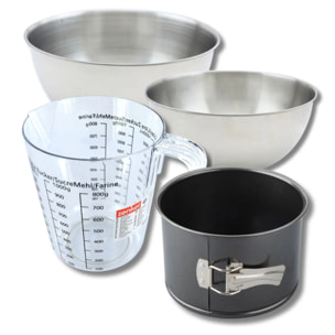 Set pâtisserie avec moule à panettone 18 cm à charnière, 2 bols à mixer, verre mesureur et spatule Zenker