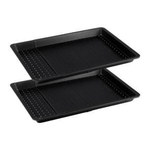 Lot de 2 plaques à pizza rectangulaires perforées extensibles 37 à 52 x 33 cm Zenker Black Metallic