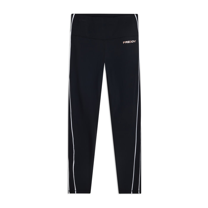 Leggings sport 7/8 vita super alta con profili a contrasto