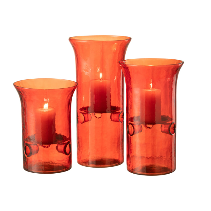 J-Line photophore Bord - verre/métal - rouge - set van 3