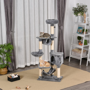 árbol de Gatos de Aglomerado de Madera Sisal Felpa 60x40x154 cm Gris