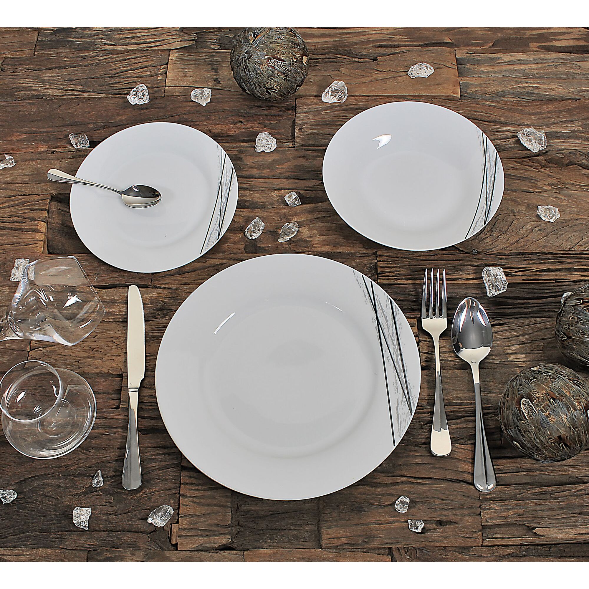 Service de table 36 pièces en porcelaine blanche CARBONE