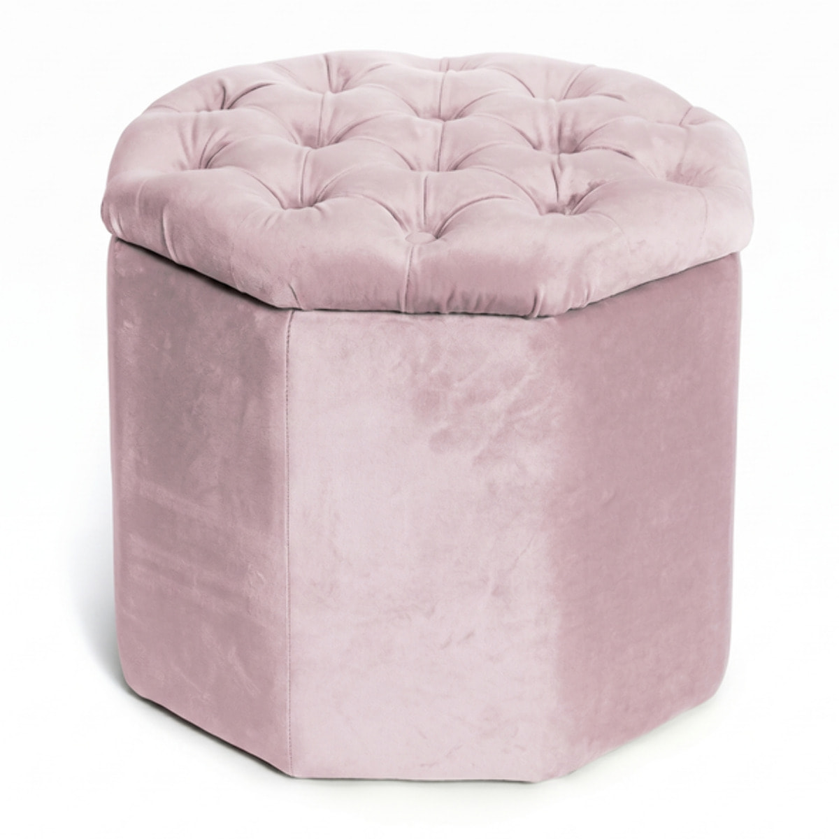 Pouf contenitore ottagonale in velluto - ROSA ANTICO