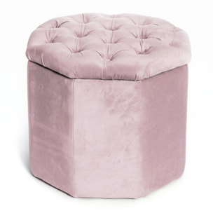 Pouf contenitore ottagonale in velluto - ROSA ANTICO