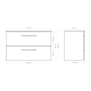 Ensemble de salle de bain MELODY 2C, Alday, 100 cm, Silver