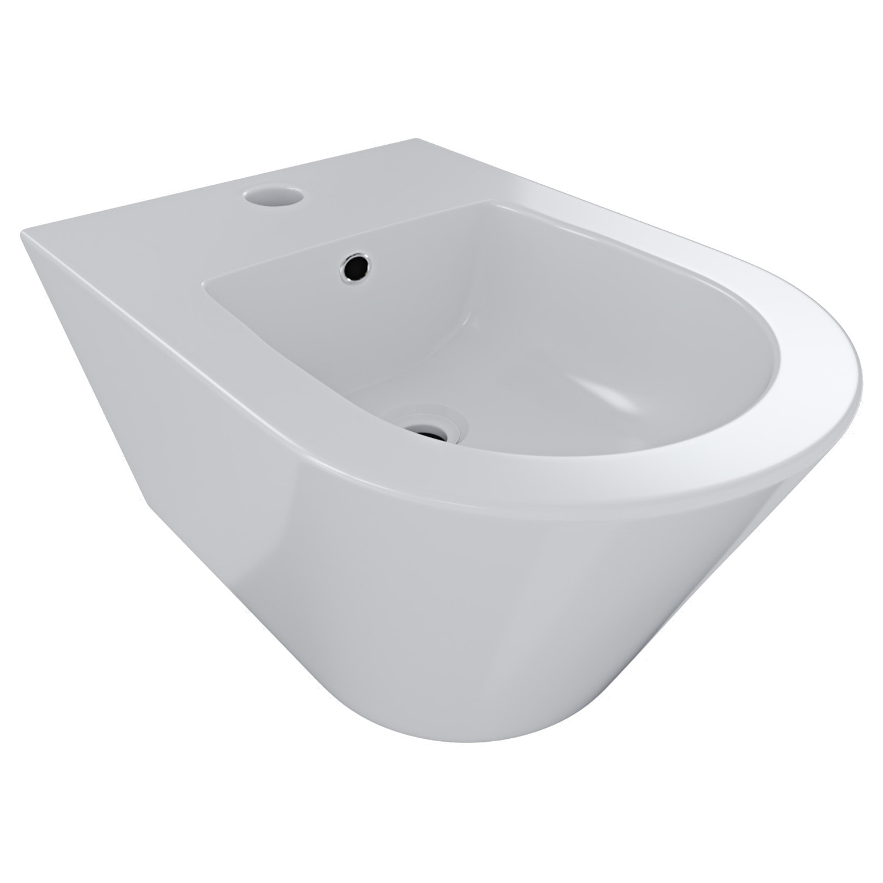Coppia Sanitari Sospesi Vaso WC Rimless Con Tornado Flush E Bidet Sospeso Moderno Tondo In Ceramica Con Copriwater Chiusura Soft Close Bianco Lucido