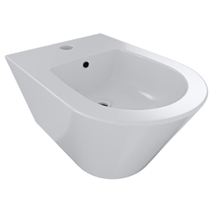 Coppia Sanitari Sospesi Vaso WC Rimless Con Tornado Flush E Bidet Sospeso Moderno Tondo In Ceramica Con Copriwater Chiusura Soft Close Bianco Lucido