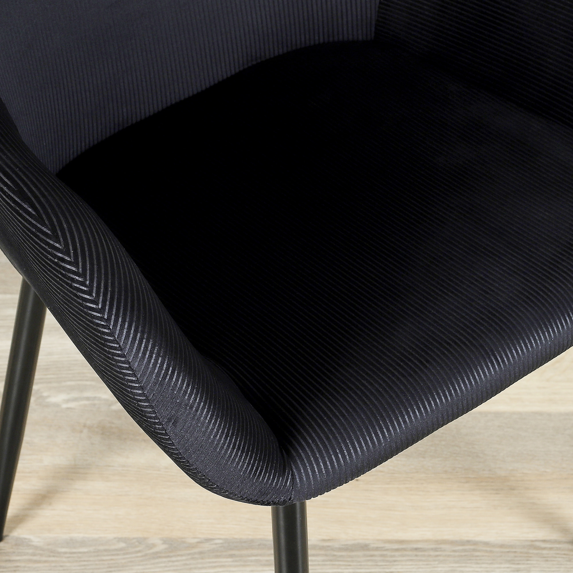 Fauteuil Giulia Noir Velours Cotele - Lot De 2