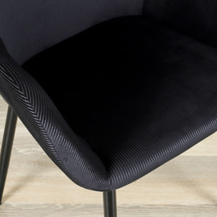 Fauteuil Giulia Noir Velours Cotele - Lot De 2