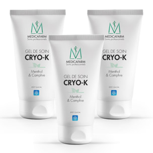 MEDICAFARM - Gel de soin CRYO-K - Gel de Soin "effet froid intense" - Menthol & Camphre - Sans paraben - Lot de 3 tubes 125 ml