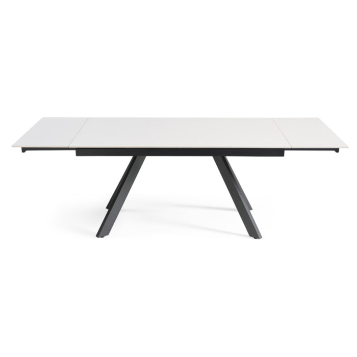 Table extensible céramique blanche 180/260 cm - 8 piètements - UNIK