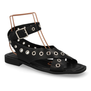 Sandalias planas de mujer, comodas y elegantes, diseño moderno con ojales