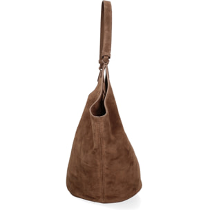Borsa a spalla da donna - Modello Lisboa - Pelle Scamosciata - 27.0 x 38.0 x 21.5 cm