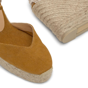 Alpargata de cuña Chiarita en algodón orgánico lavado con doble plataforma