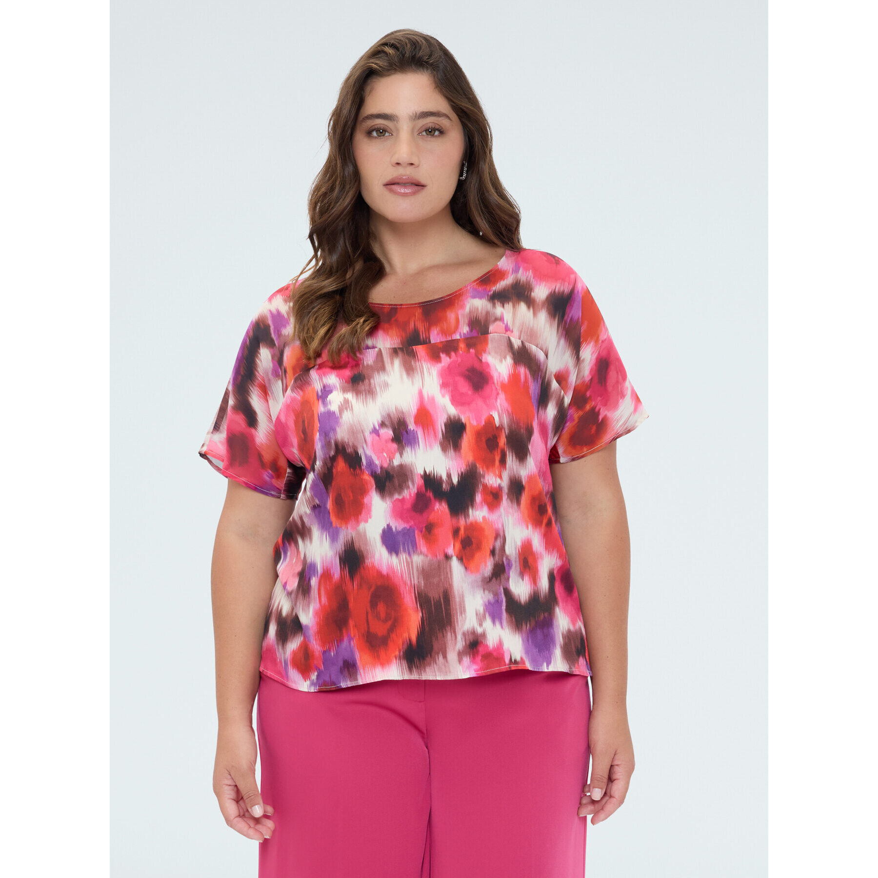 Fiorella Rubino - Blusa stampa floreale in viscosa - Fucsia