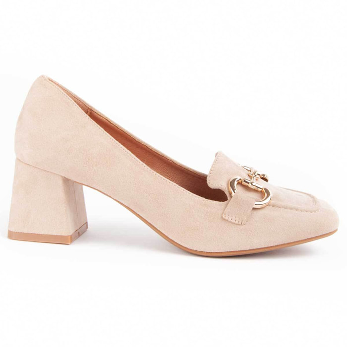Zapato De Tacón - Beige - Altura: 6 Cm