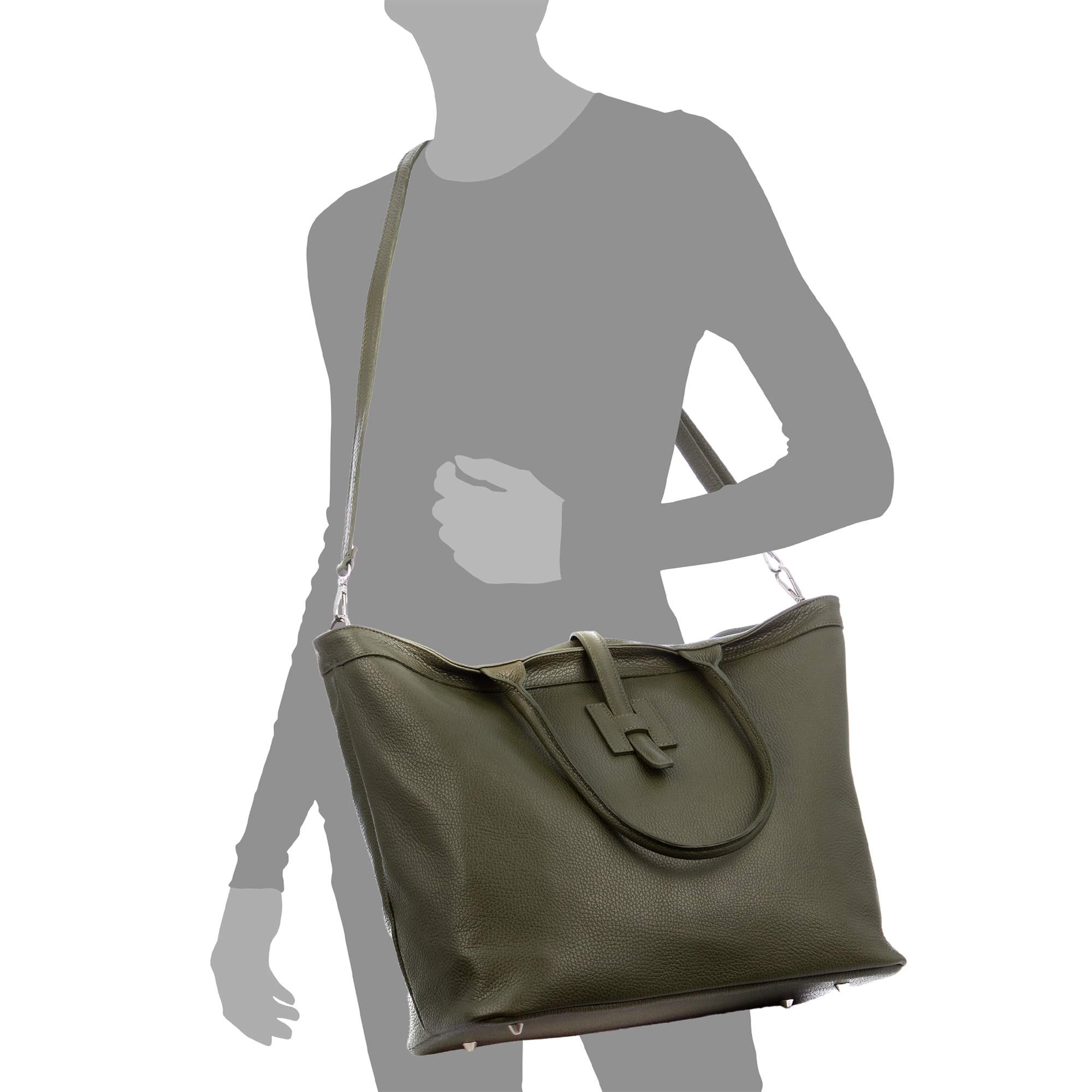 Aurigo borsa shopper donna in vera pelle Dollaro. Doppia posizione.