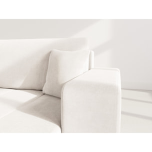 Nicole - Canapé panoramique en U 7 places convertible avec coffre en tissu - Beige