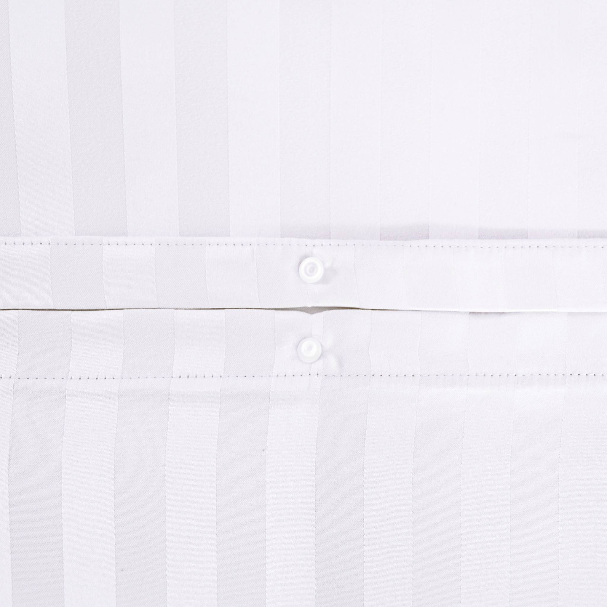 Parure de lit polyester effet satin fines rayures 2 places blanc 240x220cm - Andréa