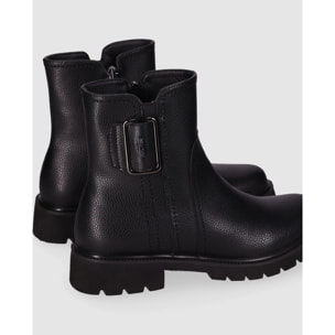 Botines de Piel - Negro - Tacón: Bajo