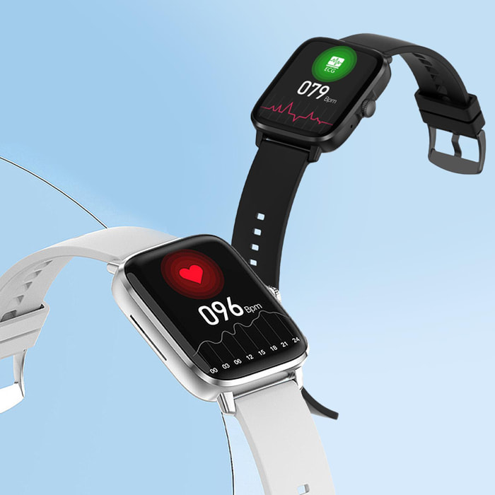 Smartwatch DT102 con bracciale in acciaio. Schermo ad alta risoluzione. Cardiofrequenzimetro, ECG, modalità multisport. Notifiche APP.