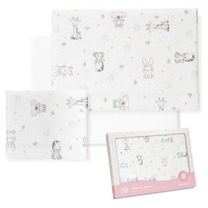 Triptico Coche Franela Modelo Koala Bco/Rosa
