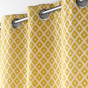 Rideau Jacquard motif losange - Jaune